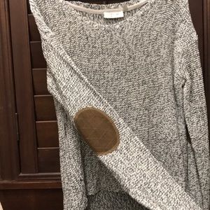 Black and white sweater with elbow patches